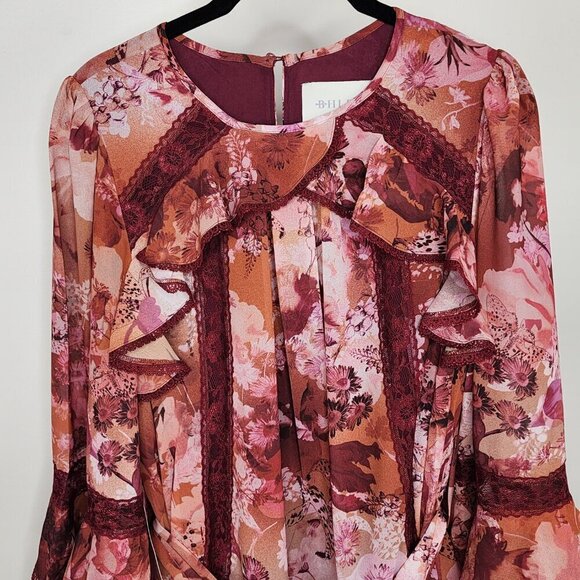 NWT BHLDN Camila Long Sleeve Chiffon Mini Dress Pink Medium - Picture 7 of 16